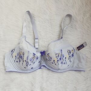 Adore Me Bra Demi Underwire Embroidered Purple Floral 44D